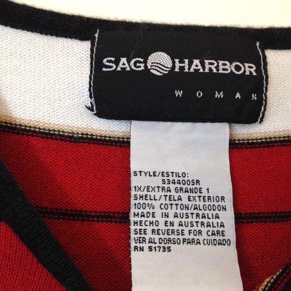 Sag Harbor Womans Knit Sweater Top Size 1X Great Striped Design - Picture 4 of 9